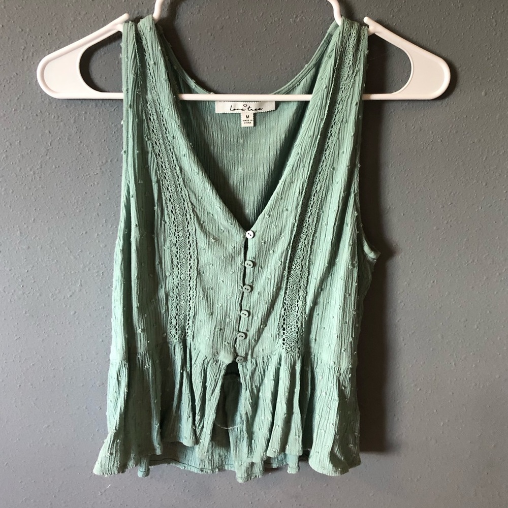 green cute top! size medium
